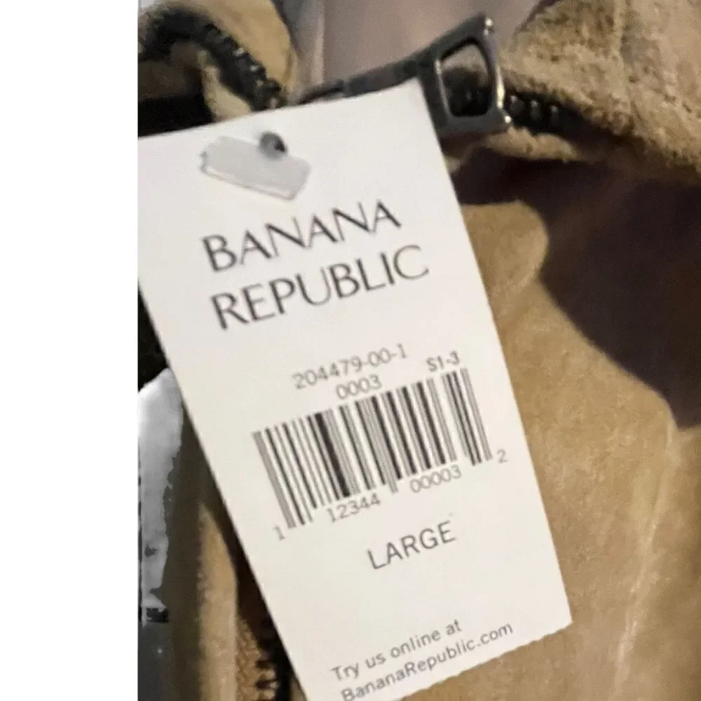 Men's Banana Republic Camel Suede Front Zip Jacket New With Tags Size Large